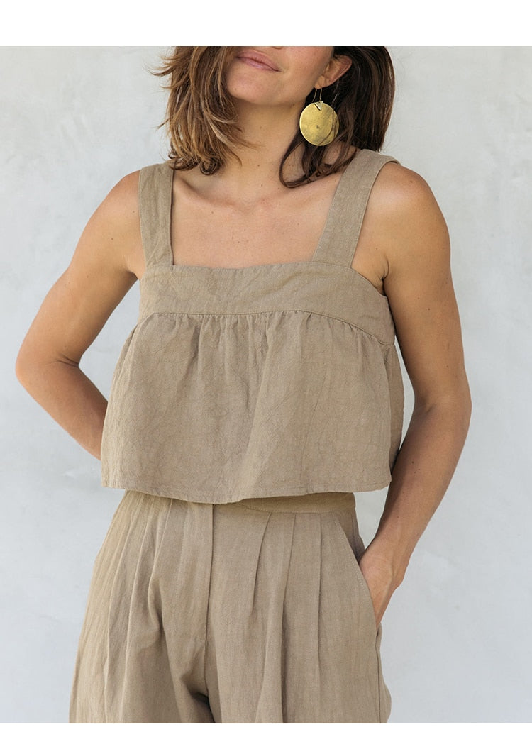 STRAND LINEN TOP